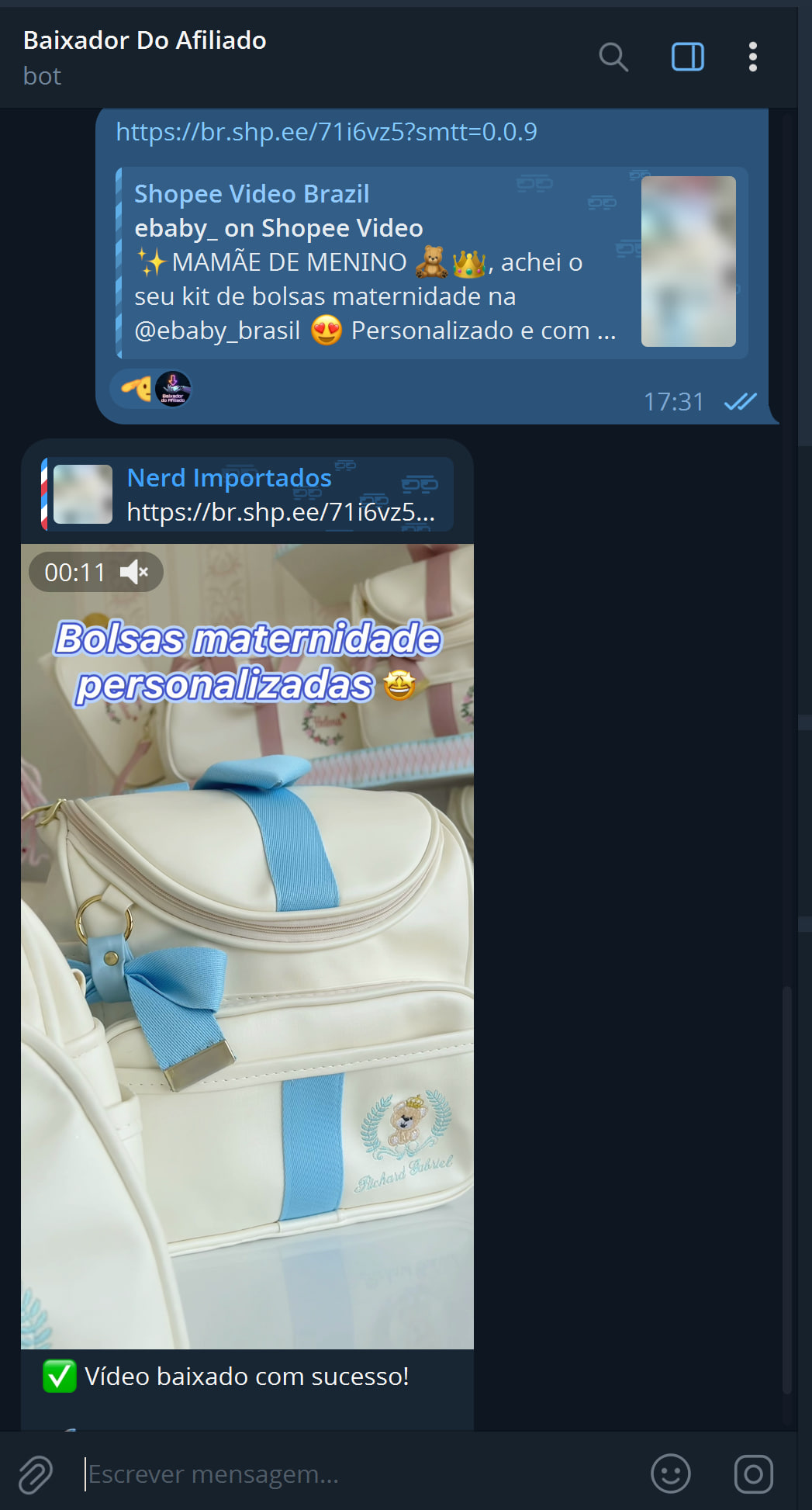 Exemplo de vídeo baixado